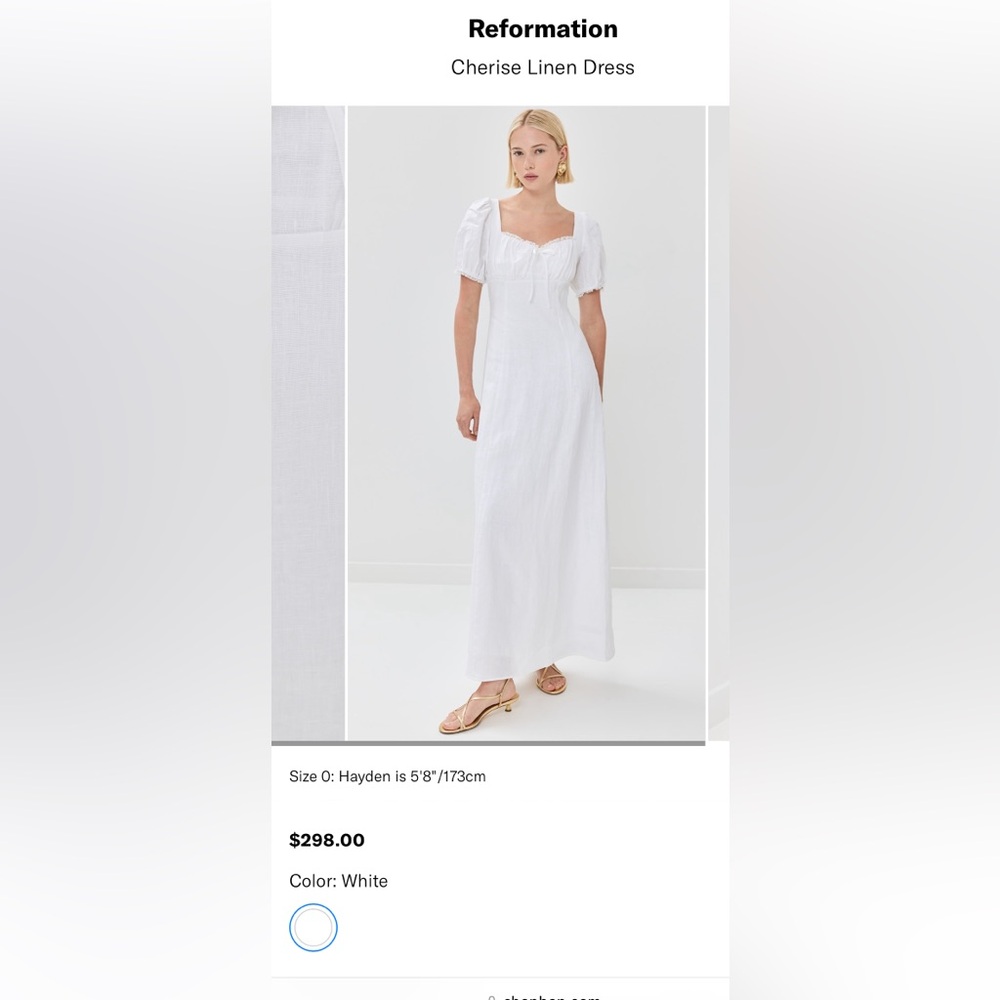 The Reformation Cherish Linen Dress - new with tags size 0
